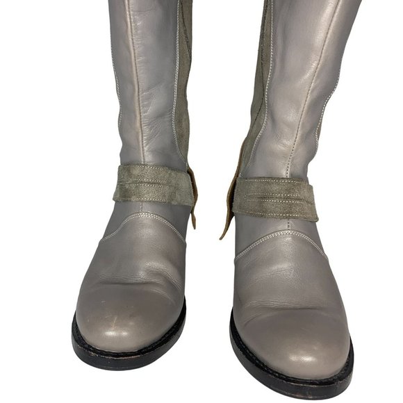 Handmade Leather & Suede Spanish Western Boots Botas de mujer  sz 8 grey & Brown - Picture 9 of 13